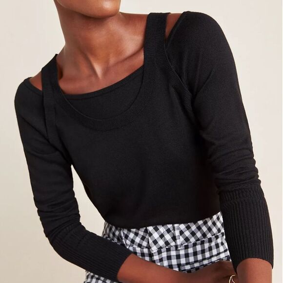 Anthropologie A+ Jamie Open-Shoulder Knit Top Size 1X - Picture 1 of 8